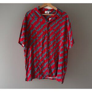 Disney Parks Camp Shirt Red Men’s Sz L Disney World Resort All Over Print NWT
